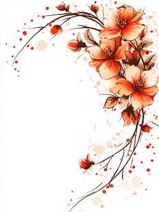 橙色花卉插画 灵动花韵