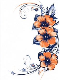 橙色花卉装饰图案