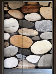 鹅卵石图案的玻璃门设计