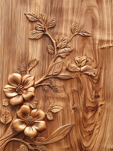 木雕花卉图案精美纹理
