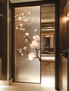 中式繁花玻璃移门设计