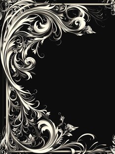 复古奢华黑白花纹装饰角