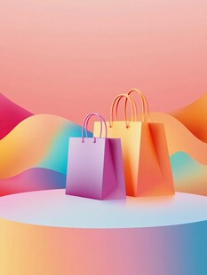 多彩购物袋的梦幻展示