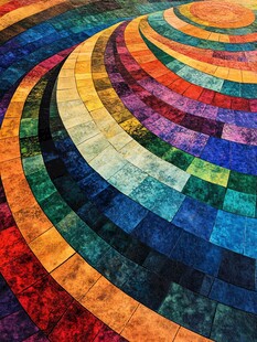 彩色环形马赛克地面图案