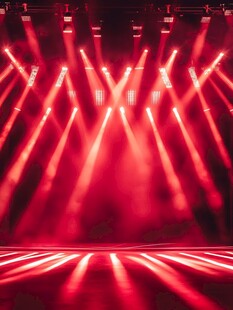 红色舞台灯光效果展示