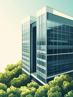 现代玻璃幕墙办公大楼
