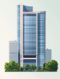 现代玻璃幕墙高层办公建筑