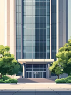 现代玻璃幕墙办公大楼外观