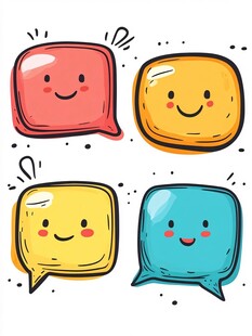 可爱笑脸对话气泡图标