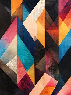 多彩几何图案抽象艺术画作