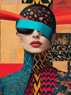 时尚蒙面女性的艺术形象