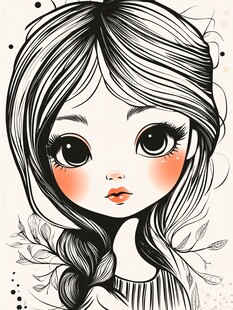 可爱编发女孩插画