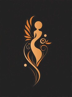 优雅女性花卉线条艺术图案