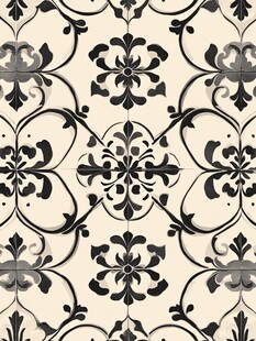 黑白复古花纹无缝图案