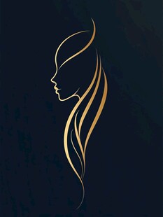 优雅长发女性轮廓剪影