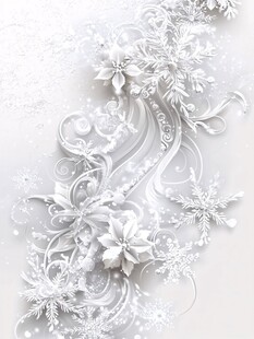 白色花卉雪花装饰艺术图