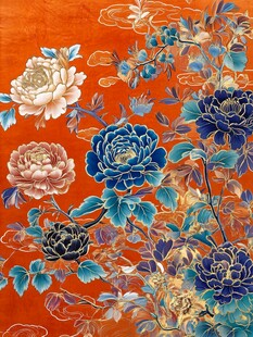 中式牡丹花卉复古风图案