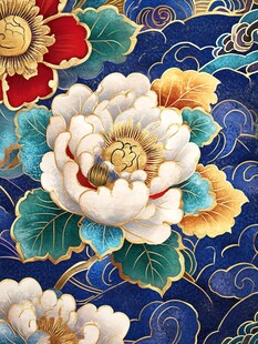 中式牡丹祥云传统纹样