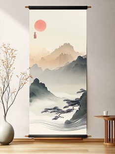 中式山水卷轴装饰画