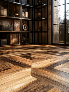 个性拼花木地板室内一角