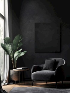 深色调简约风舒适客厅角落