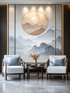中式客厅山水壁画雅致风