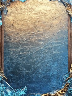 冰蓝金纹华丽边框背景