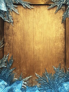蓝冰装饰的木质背景板