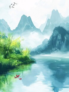 水墨山水间的灵动景致