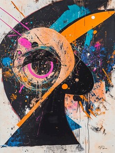 抽象艺术人物面部涂鸦画