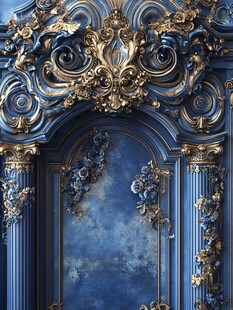 蓝金雕花拱门 奢华艺术风