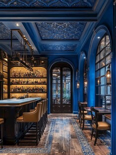 复古蓝调酒吧室内优雅场景