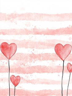 粉色条纹背景爱心插画