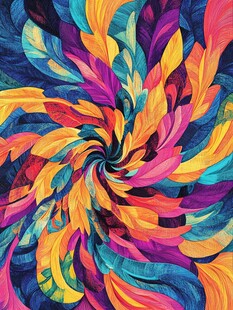 绚丽多彩的抽象羽毛图案