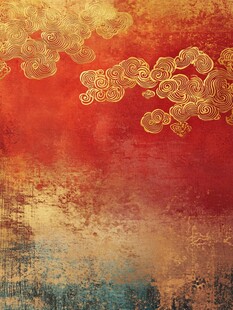 金云覆红复古风背景图