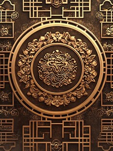 中式古典龙纹雕花装饰图