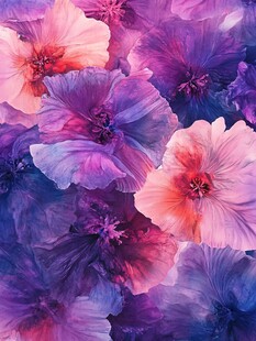 梦幻绚丽花卉水彩图案