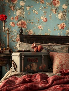 复古浪漫卧室的精致一角