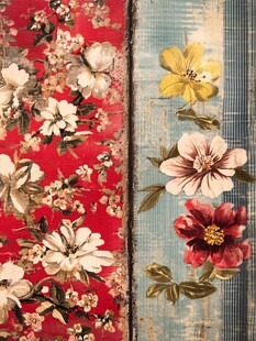 复古花卉图案布料展示