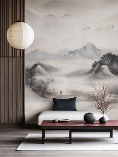 中式禅意客厅山水墙饰美