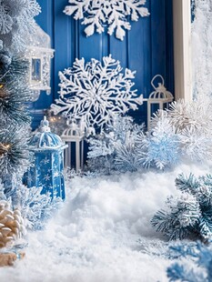 冬日蓝色系梦幻圣诞场景