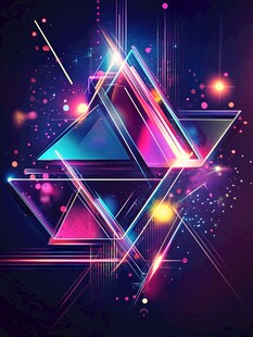 炫彩三角几何光效背景图