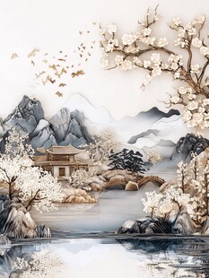 中式山水花鸟雅致风景图