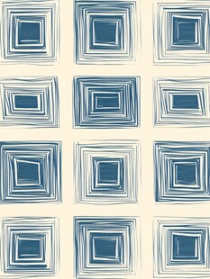 蓝白几何方形无缝图案