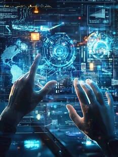 科技互动 手触虚拟数字界面