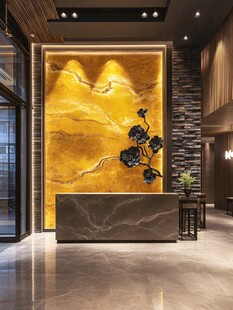 中式奢华大厅前台背景墙