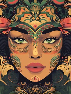 神秘梦幻的面部图腾艺术
