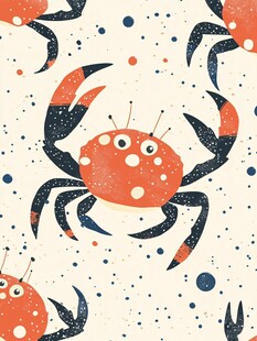可爱螃蟹图案背景插画