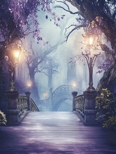 梦幻迷雾中的幽美桥景