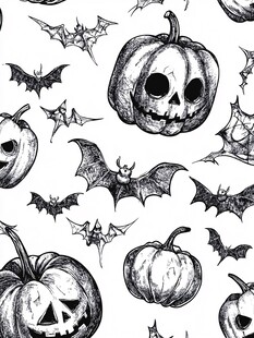 万圣节南瓜蝙蝠图案设计